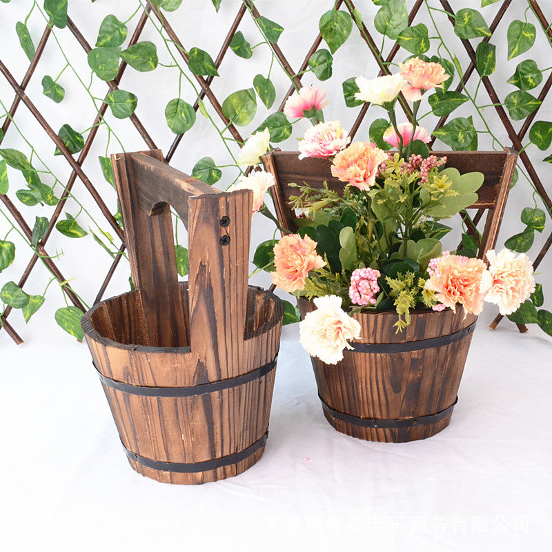 Charred wood succulent planter – corrosion-resistant spruce wood with breathable design | ideal for gardening at home and in the office