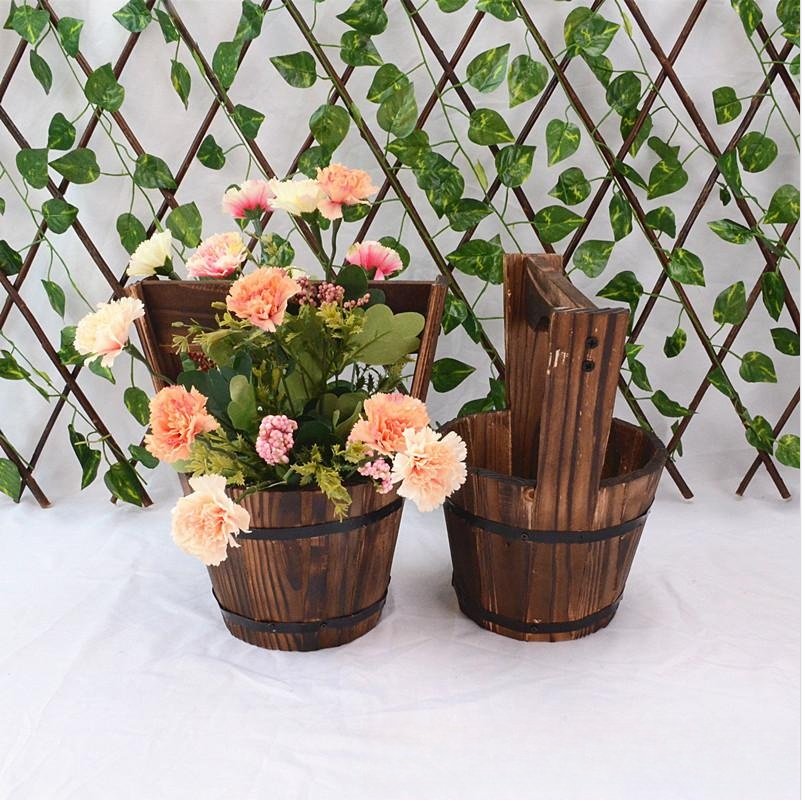 Charred wood succulent planter – corrosion-resistant spruce wood with breathable design | ideal for gardening at home and in the office