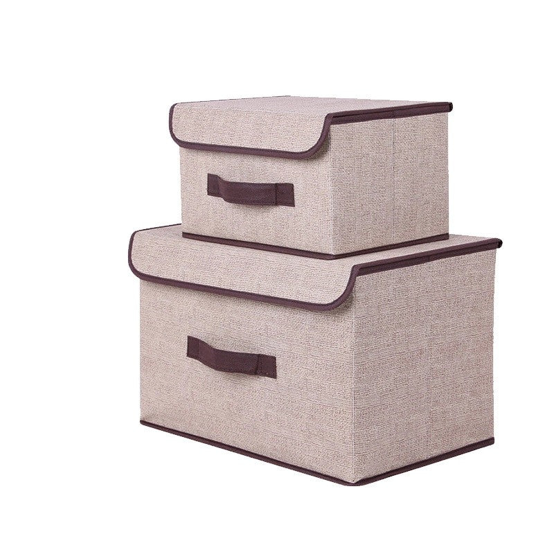 Foldable fabric storage box set with dust protection lid, non-woven material and thick cardboard, 35l capacity – ideal for storing underwear