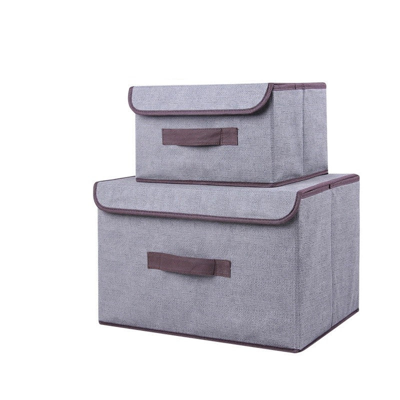Foldable fabric storage box set with dust protection lid, non-woven material and thick cardboard, 35l capacity – ideal for storing underwear