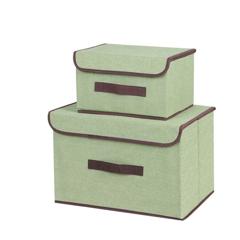 Foldable fabric storage box set with dust protection lid, non-woven material and thick cardboard, 35l capacity – ideal for storing underwear