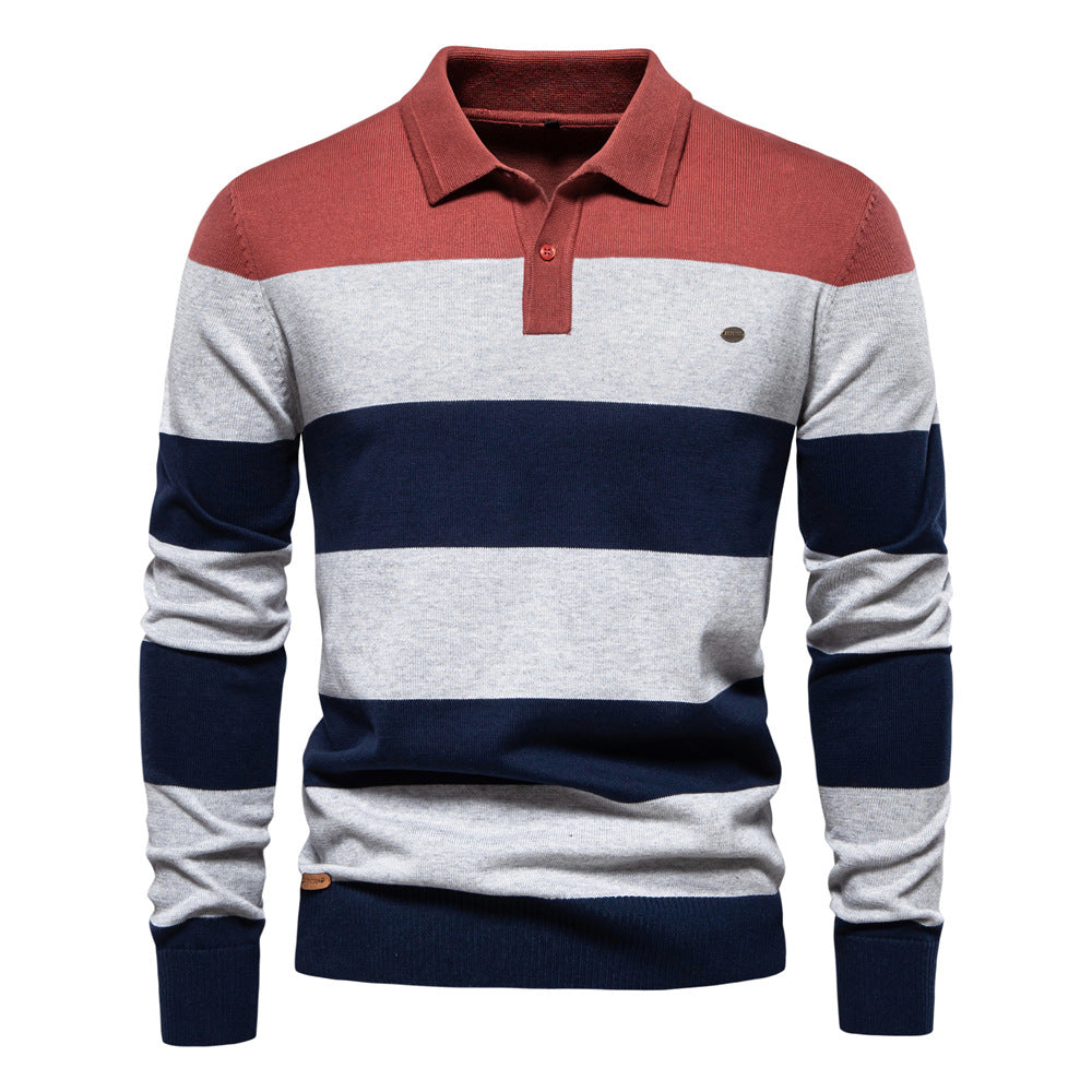Men's long sleeve polo collar sweater | ideal for fall & winter