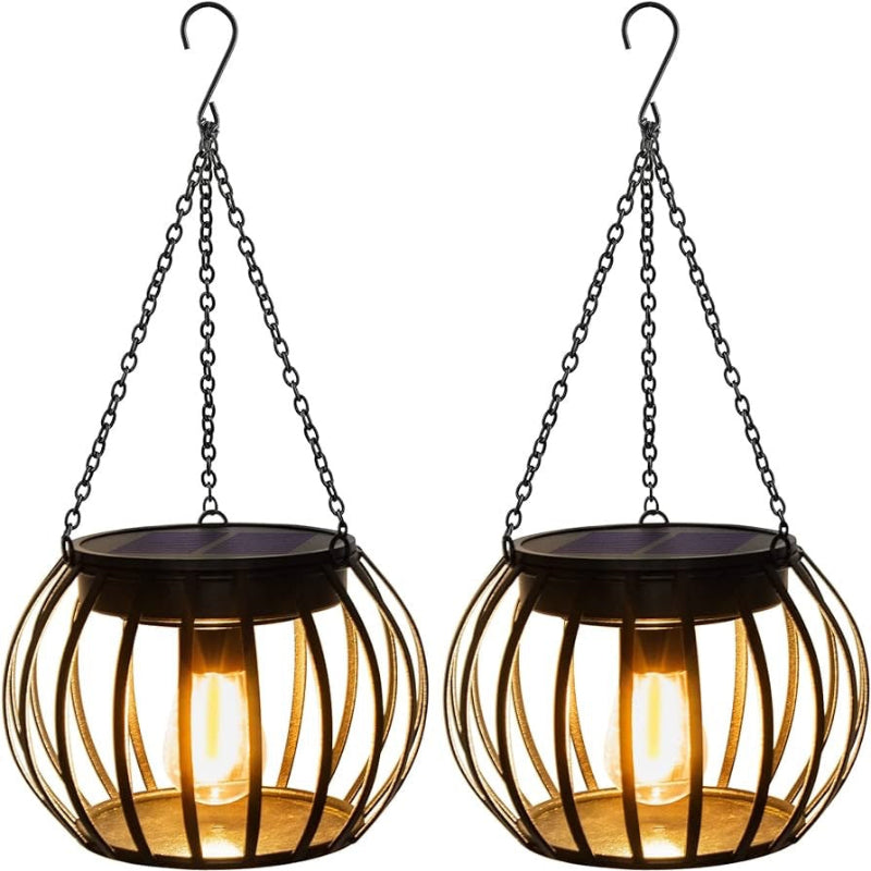 Metal solar garden hanging lamp – various light forms & warm white light – battery operated, for balcony & outdoor use – ideal for garden lighting