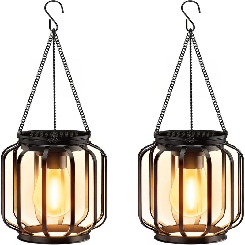 Metal solar garden hanging lamp – various light forms & warm white light – battery operated, for balcony & outdoor use – ideal for garden lighting