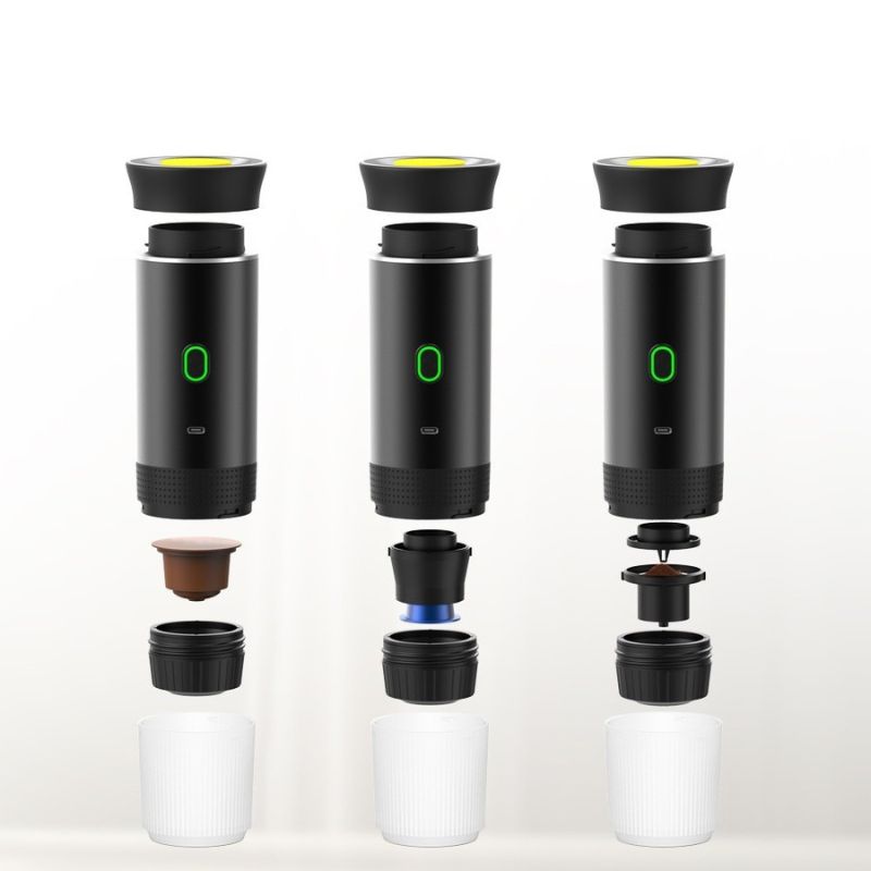 Portable 3-in-1 espresso machine – compatible with ground coffee & capsules, usb rechargeable, intelligent heating & extraction, 60ml capacity, perfect for travel and outdoor use