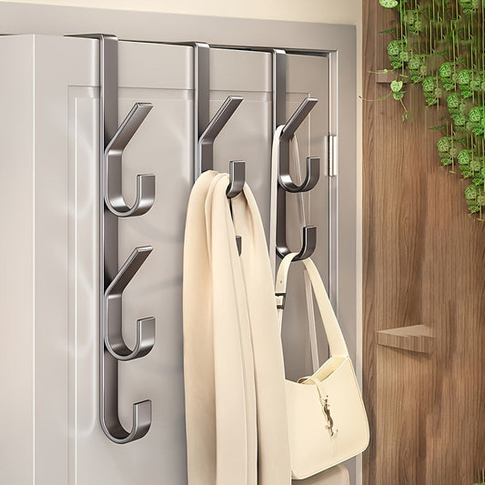 Door coat hooks with 5/7 carbon steel hooks - heavy-duty, space-saving, no drilling - fits doors from 3.0-4.1 cm - ideal for storage and organization at home