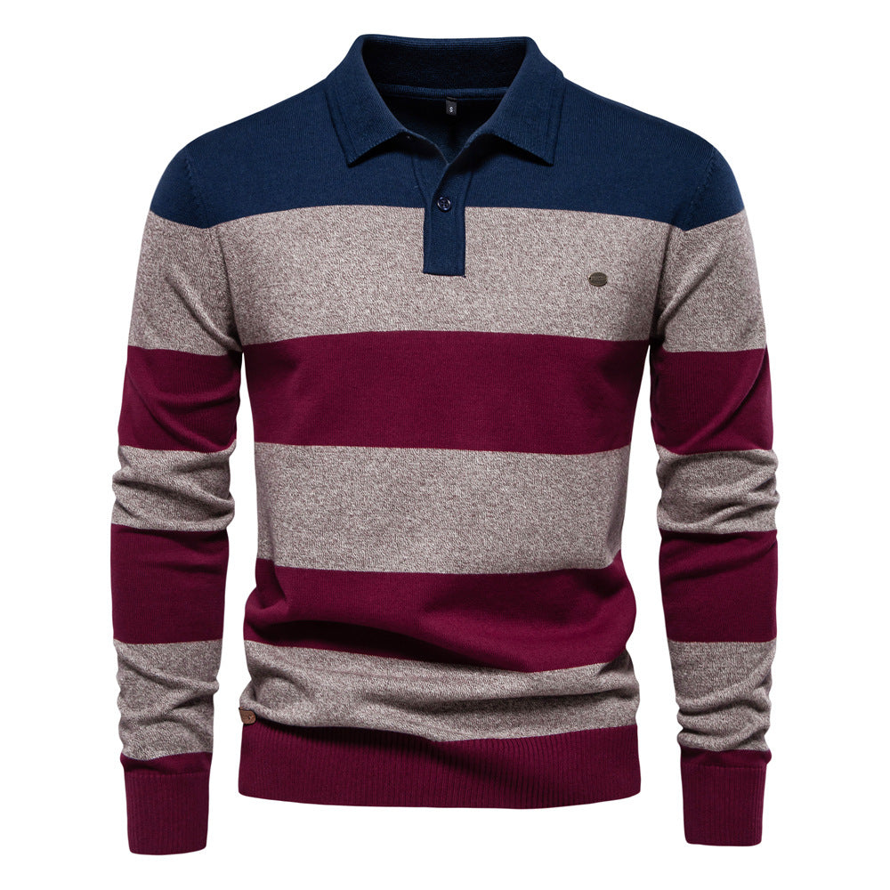 Men's long sleeve polo collar sweater | ideal for fall & winter