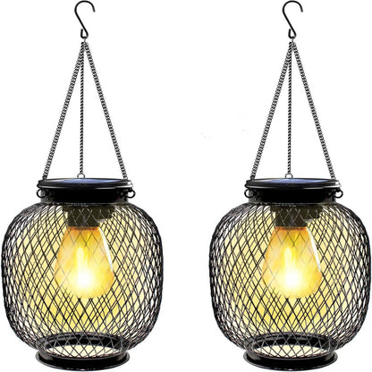 Metal solar garden hanging lamp – various light forms & warm white light – battery operated, for balcony & outdoor use – ideal for garden lighting