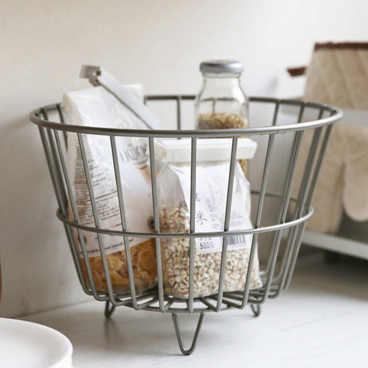 Metal wire storage basket – multifunctional iron organizer for home & office, ideal for desktop storage