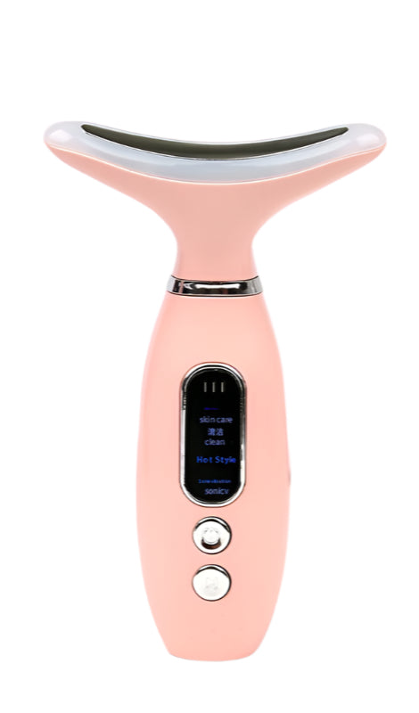 Rechargeable neck and face tightening device with color light therapy and vibration massage – ideal for facial beauty tools