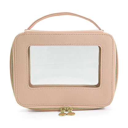 Transparent pvc make-up bag with nylon structure – waterproof travel toiletry bag, zipper closure, multiple color options, 21x6x16cm – ideal for storing cosmetics