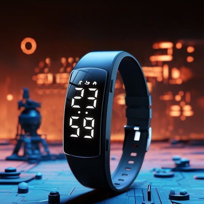 Waterproof vibrating alarm clock with led display and silicone band - ideal for electronic watches