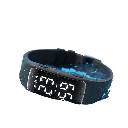 Waterproof vibrating alarm clock with led display and silicone band - ideal for electronic watches